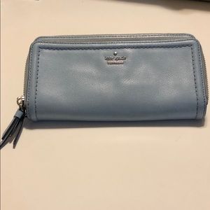 Kate Spade Powder Blue Wallet with Silver Zippers